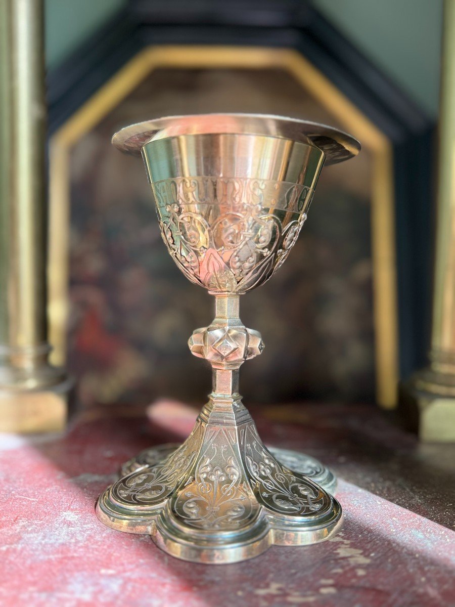 Chalice And Its Paten In Silver – Trouillier Frères – Second Half Of The 19th Century-photo-2