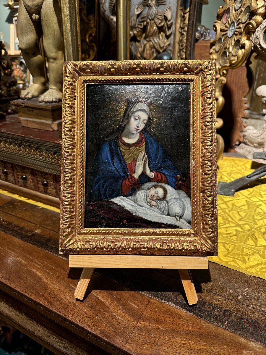 Vierge à l’Enfant – Huile Sur Cuivre - XVIIe-photo-2