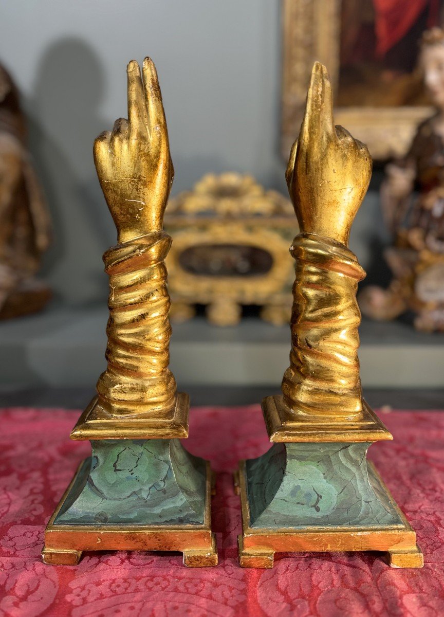 Rare Pair Of Reliquary Arms - 18th Century-photo-2