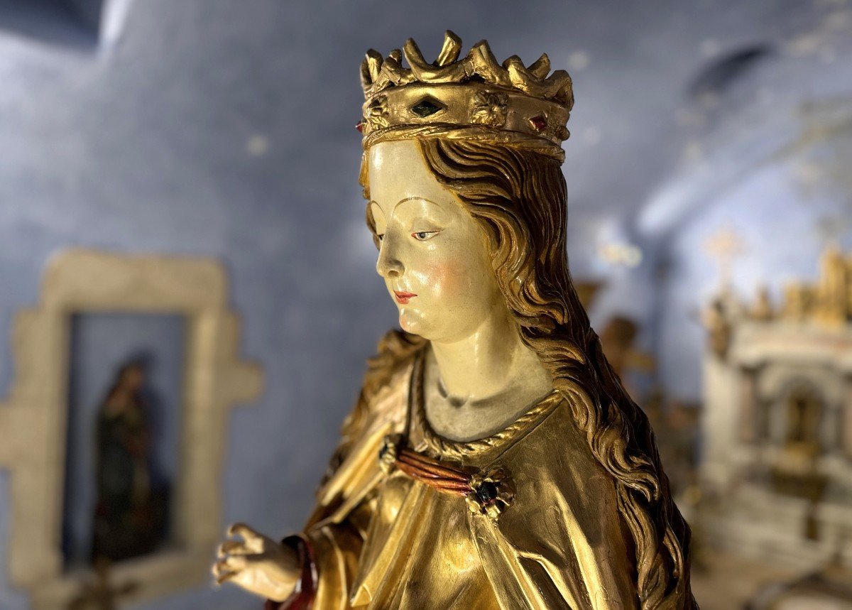 Grande sculpture de Sainte Marguerite - Circa 1500-photo-2