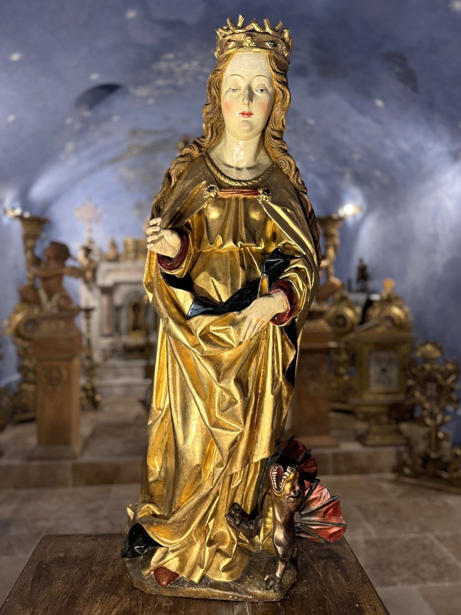 Grande sculpture de Sainte Marguerite - Circa 1500