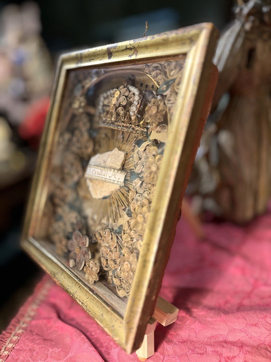 Reliquary Painting Of Saint Candide - Late 18th Century-photo-3