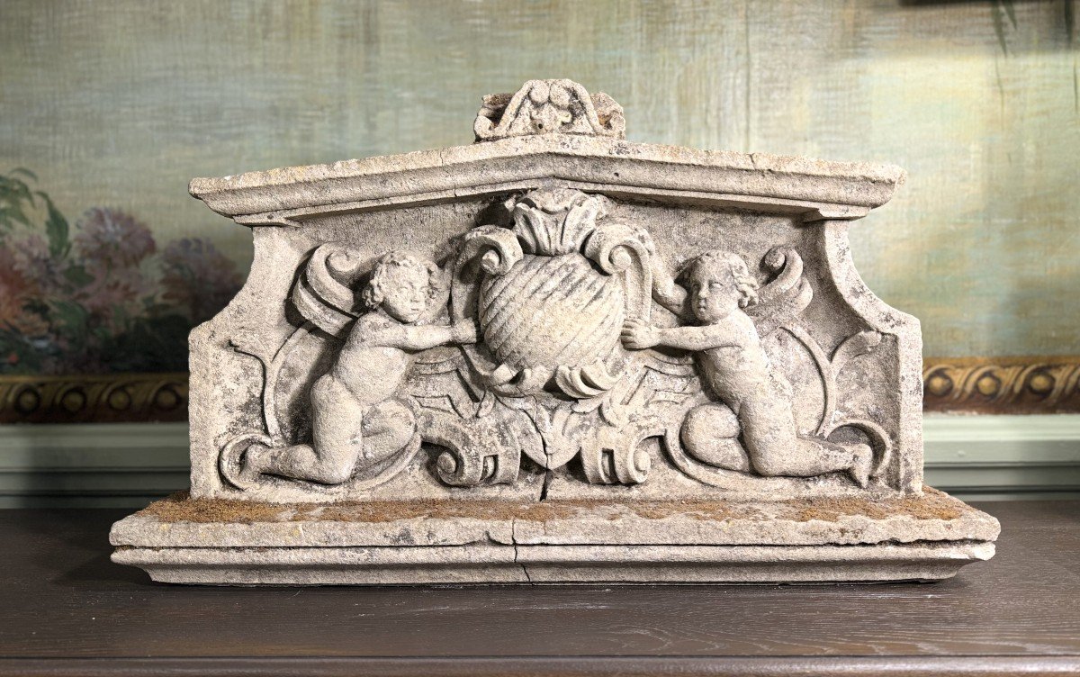 Sculpted Limestone Pediment - Early 19th Century