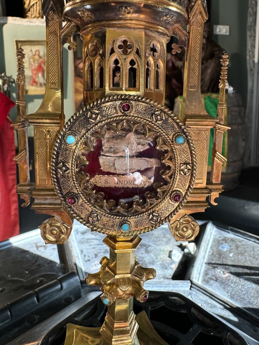 Monstrance Reliquary Of Saint Peter And Saint Andrew - 19th Century-photo-2