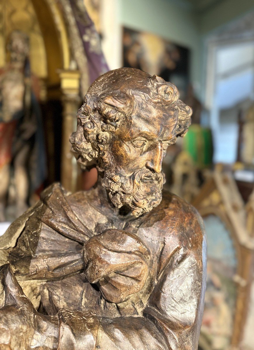 Important Pair Of Sculptures Of Saint Peter And Saint Paul - 17th Century-photo-2