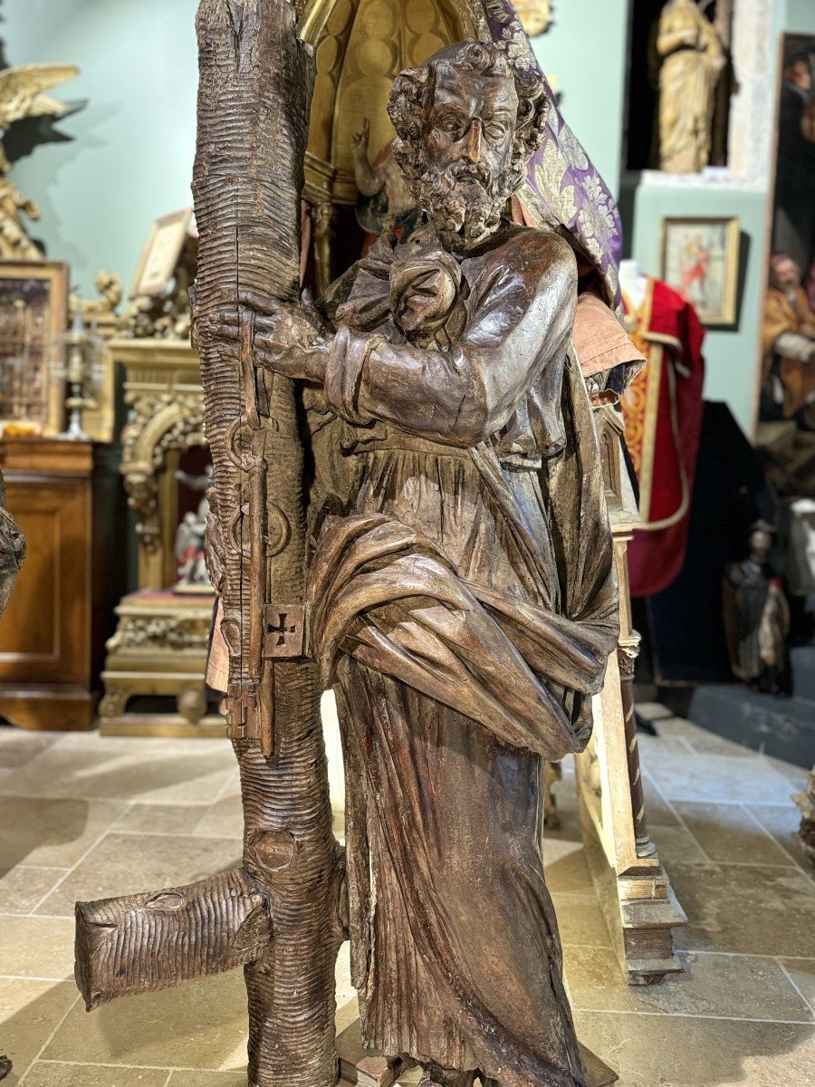 Important Pair Of Sculptures Of Saint Peter And Saint Paul - 17th Century-photo-4