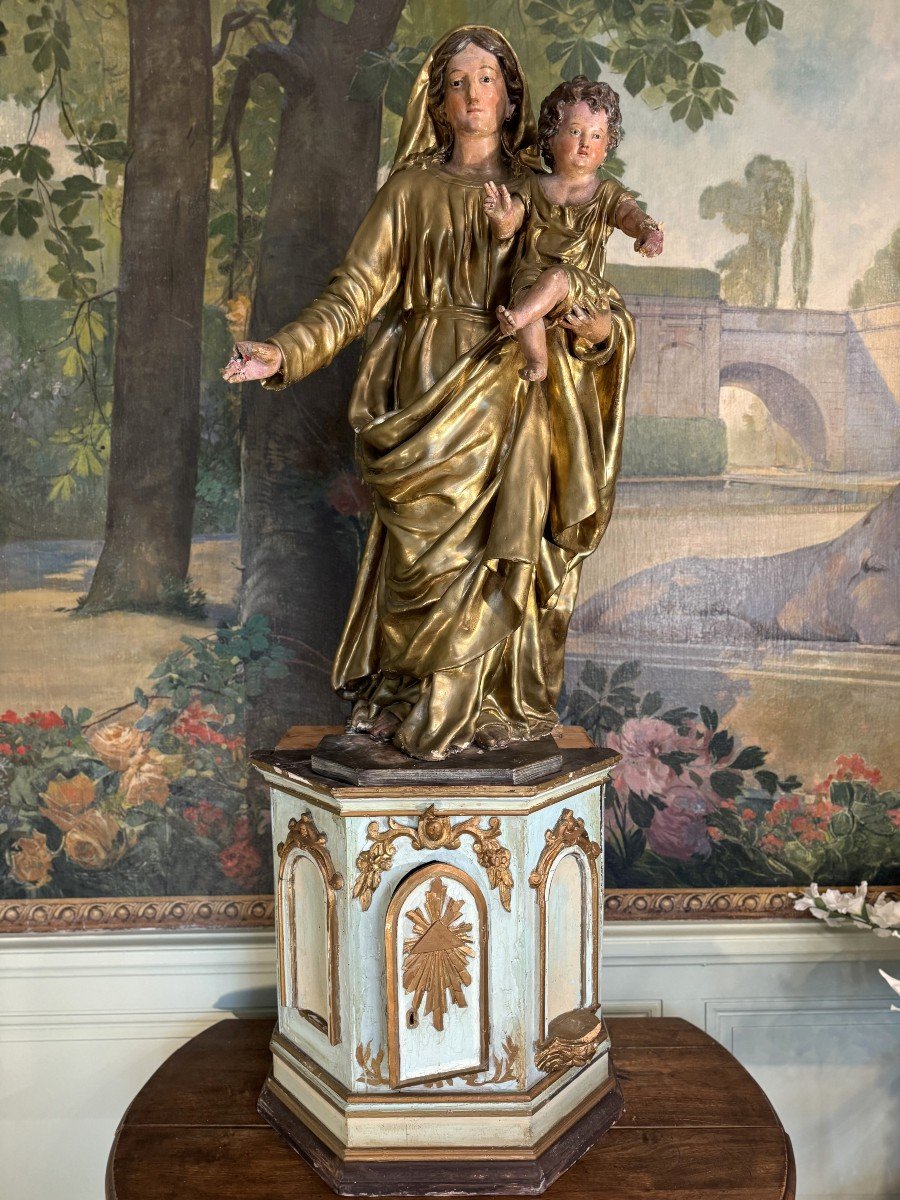 Large Virgin And Child In Cartapesta On Tabernacle – 18th/19th Century -photo-2