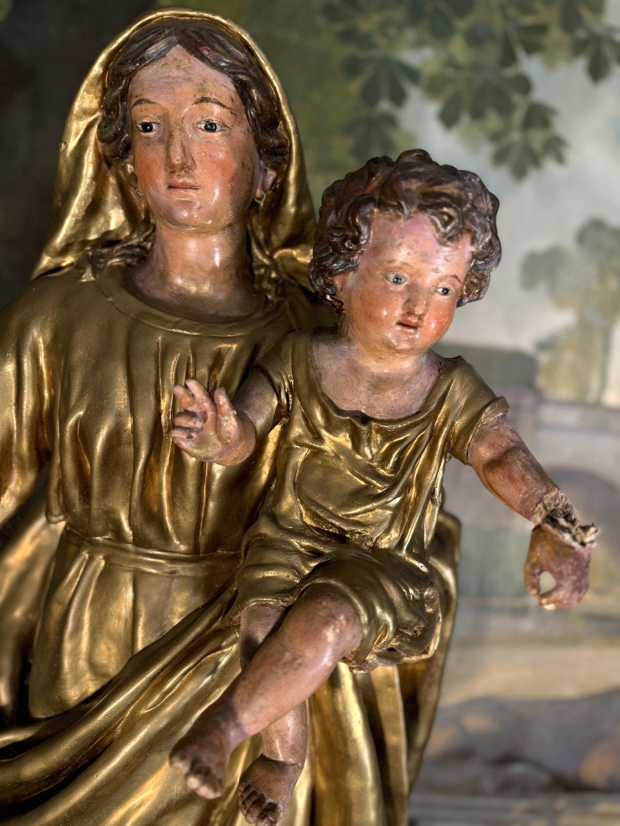 Large Virgin And Child In Cartapesta On Tabernacle – 18th/19th Century -photo-4