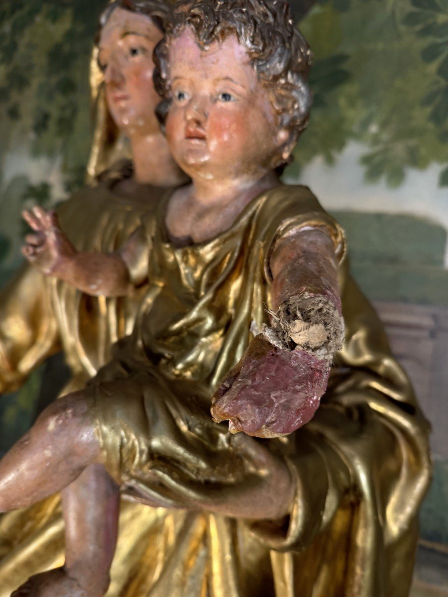 Large Virgin And Child In Cartapesta On Tabernacle – 18th/19th Century -photo-2