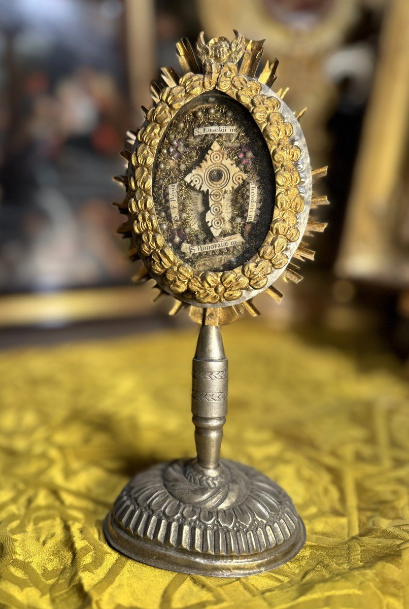 Monstrance Reliquary With Four Relics - Circa 1800   