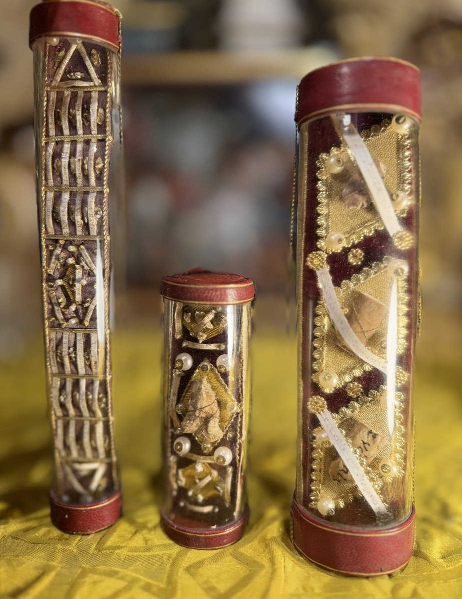 Three Cylindrical Reliquaries – Archbishopric Of Sens And Auxerre – Circa 1870 -photo-4