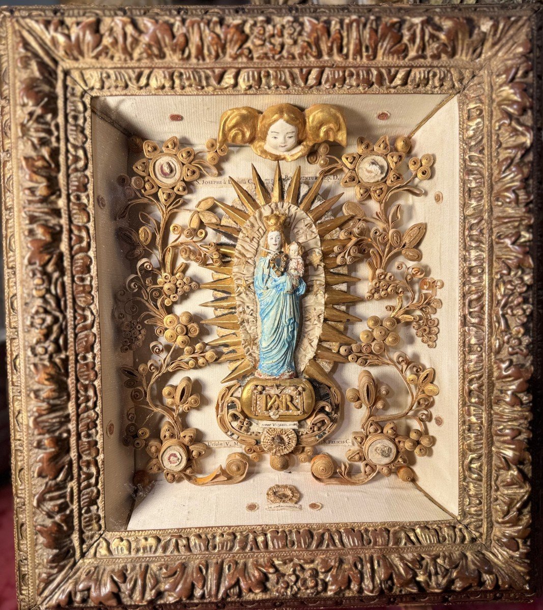 Reliquary Of The Virgin And Child With 8 Relics - 18th Century-photo-2