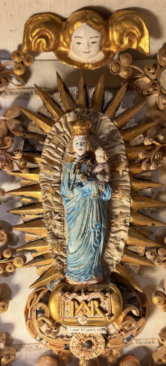 Reliquary Of The Virgin And Child With 8 Relics - 18th Century-photo-3