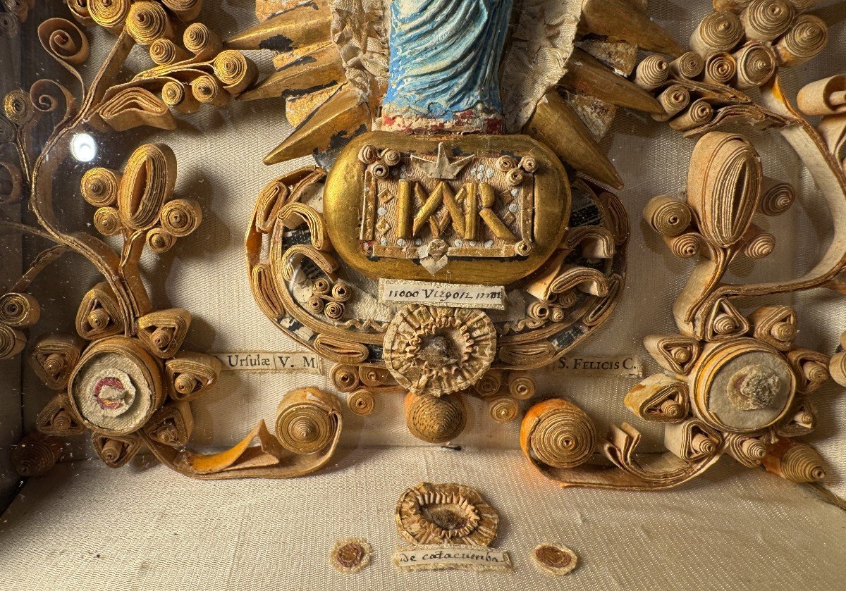 Reliquary Of The Virgin And Child With 8 Relics - 18th Century-photo-4