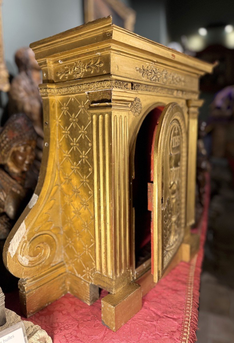 Tabernacle En Bois Et Stuc Doré - XIXe  -photo-2