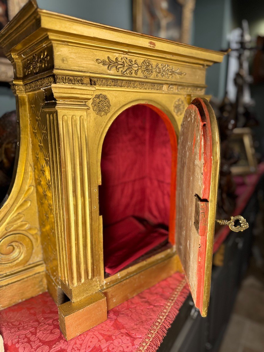 Tabernacle En Bois Et Stuc Doré - XIXe  -photo-4