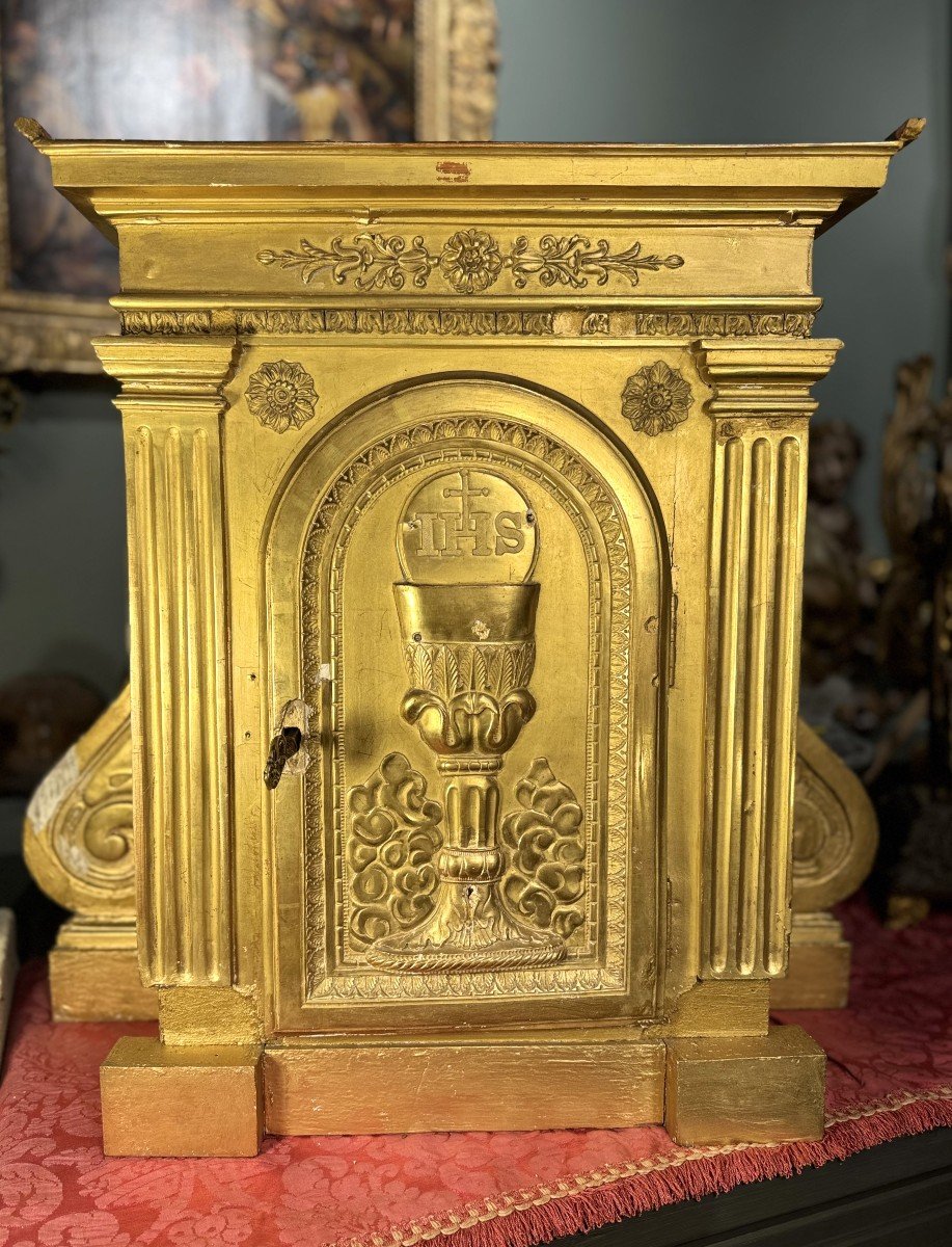 Tabernacle En Bois Et Stuc Doré - XIXe  