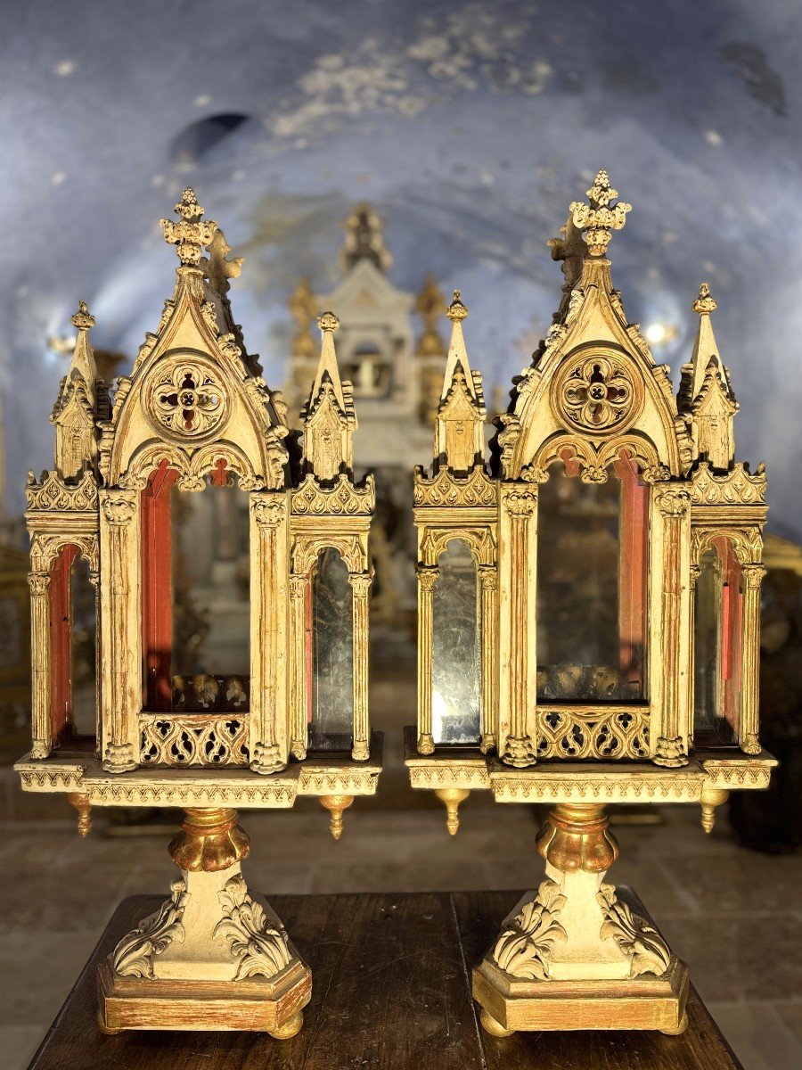 Important Pair Of Neo-gothic Reliquaries – 19th Century 