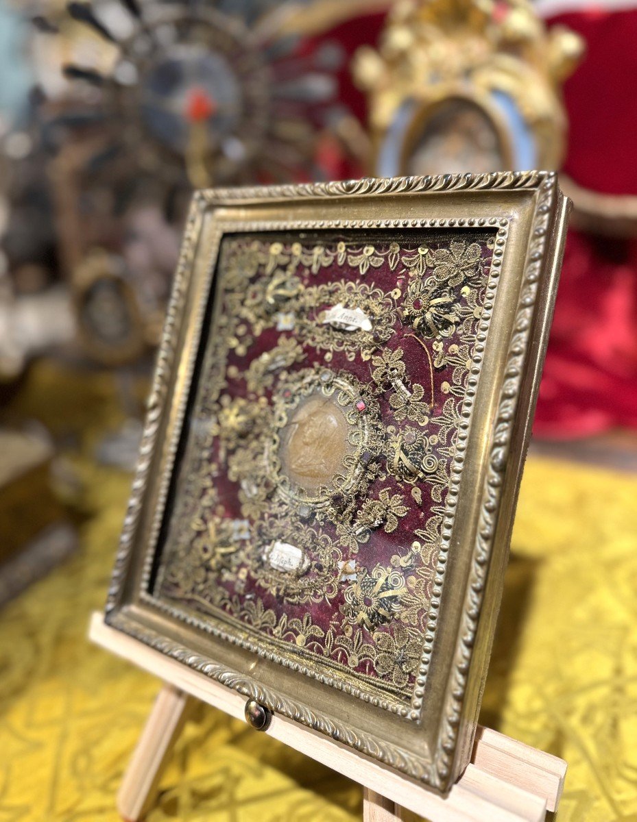 Reliquary Painting To The Glory Of The Virgin - Late 18th Century -photo-2