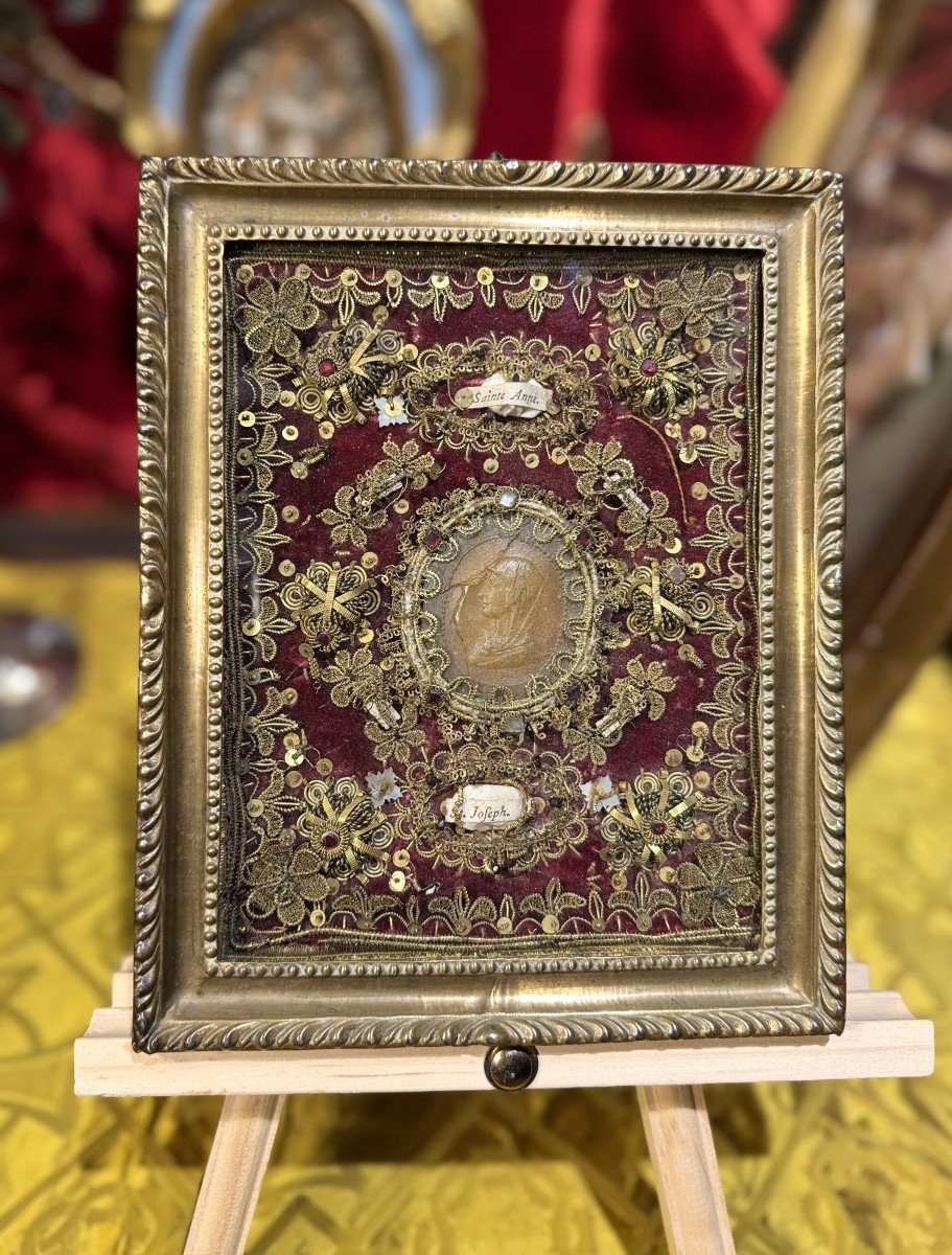 Reliquary Painting To The Glory Of The Virgin - Late 18th Century 