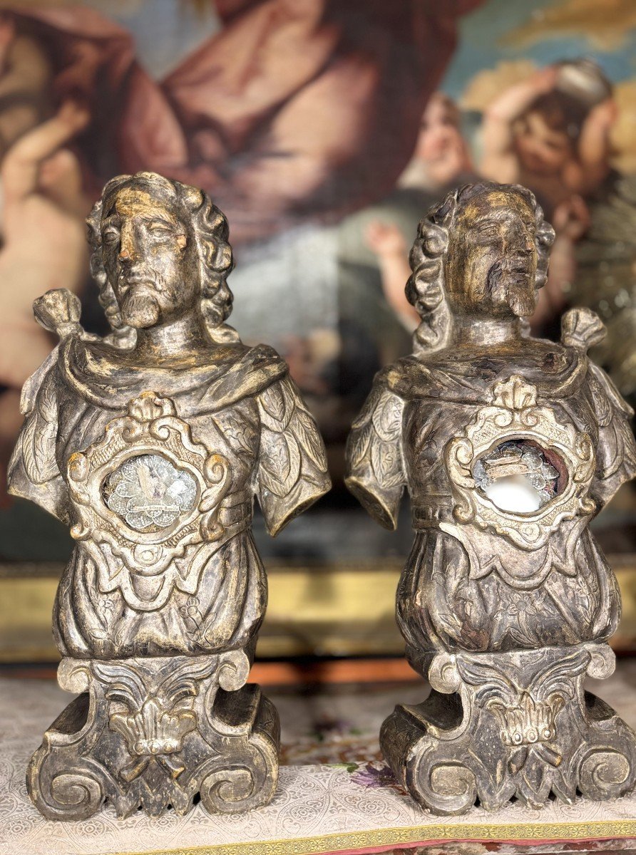 Pair Of Reliquary Busts Of St John The Baptist And St Francis – 18th Century -photo-4