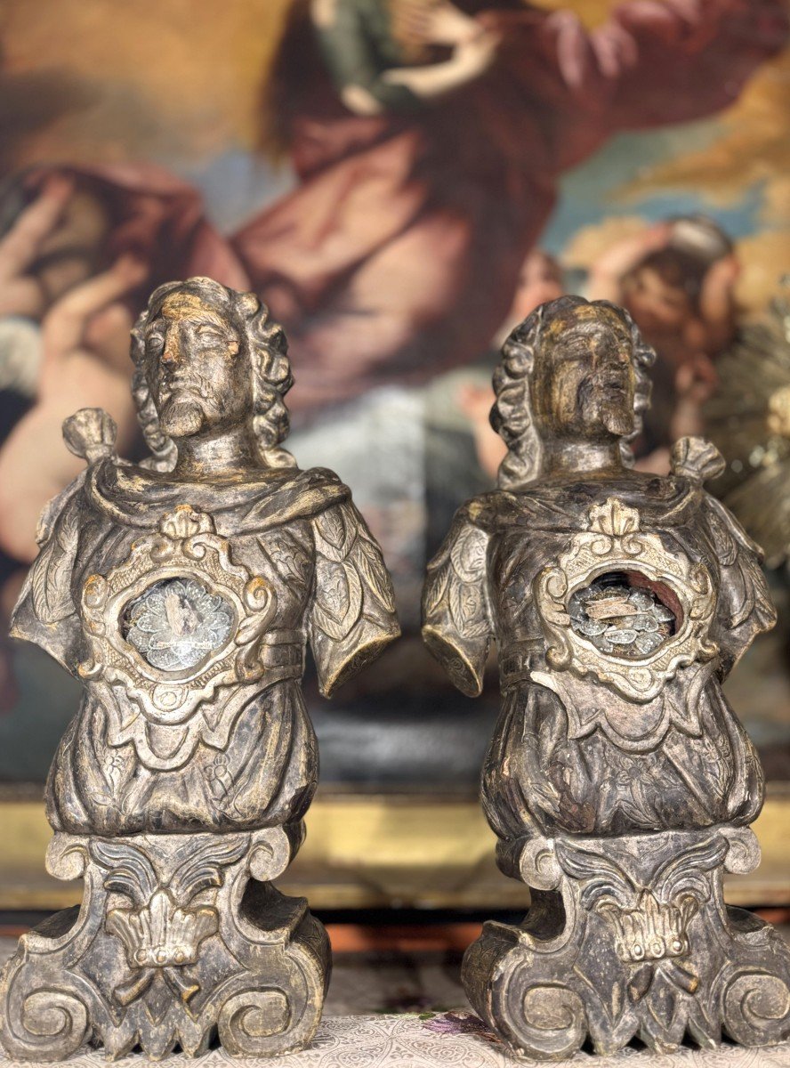 Pair Of Reliquary Busts Of St John The Baptist And St Francis – 18th Century 