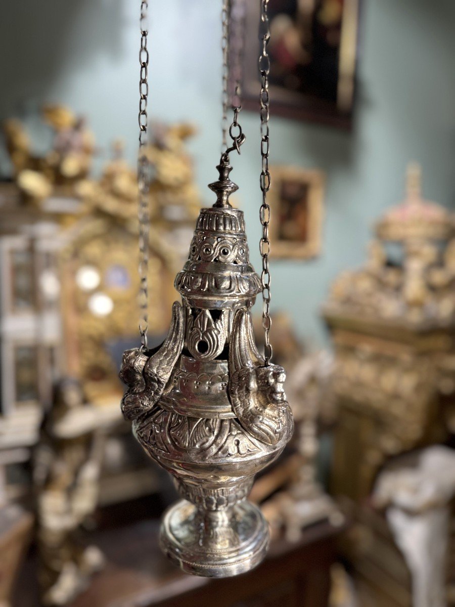 Silver-plated Bronze Incense Burner – 19th Century  