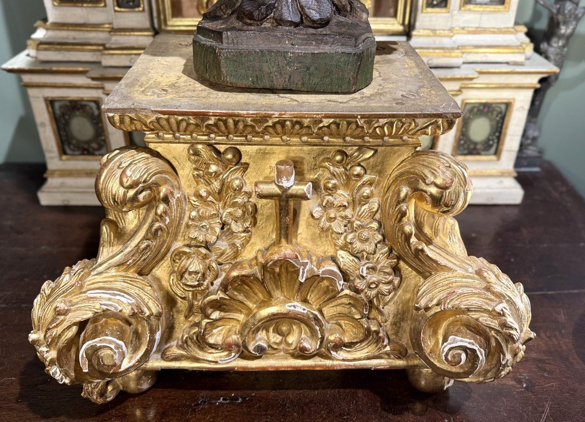 Gilded Wooden Church Base - 18th Century -photo-2