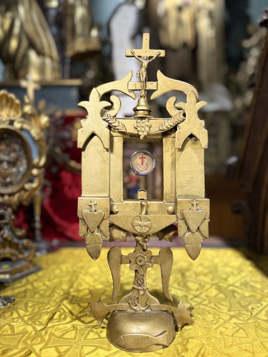 Monstrance Reliquary With A Relic Of The True Cross - 19th Century  -photo-3