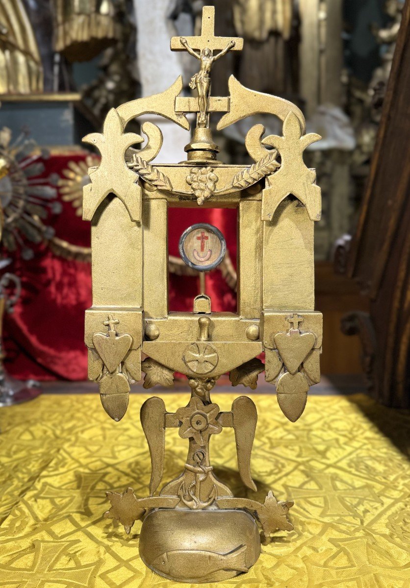 Monstrance Reliquary With A Relic Of The True Cross - 19th Century  