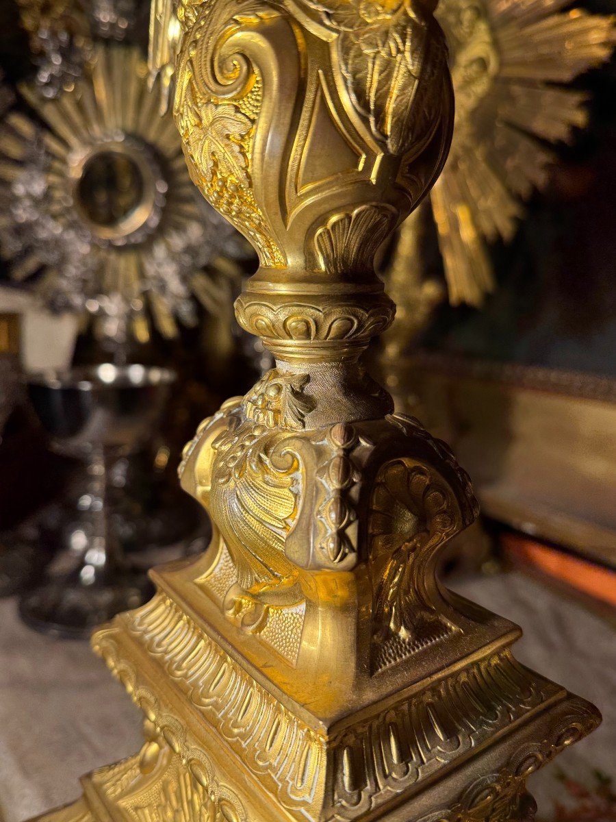 Monstrance In Gilded Brass – 19th Century -photo-6