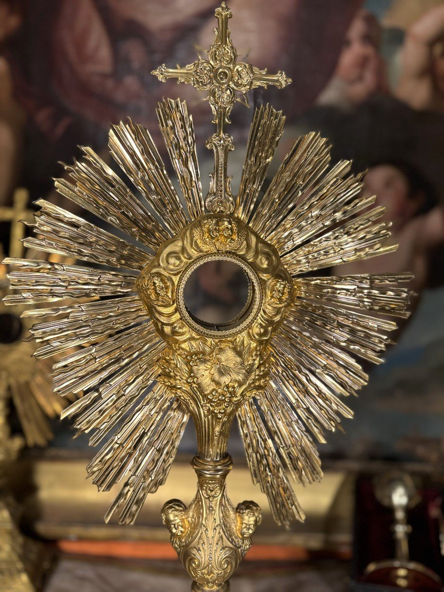 Monstrance In Gilded Brass – 19th Century 