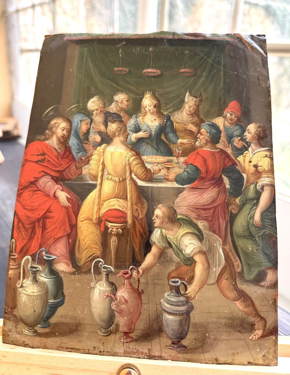 The Wedding At Cana - Oil On Copper - Early 17th Century -photo-2