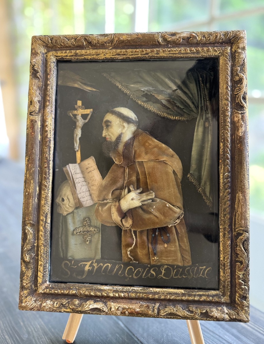 Saint Francis Of Assisi - Dressed Wax - 18th Century  