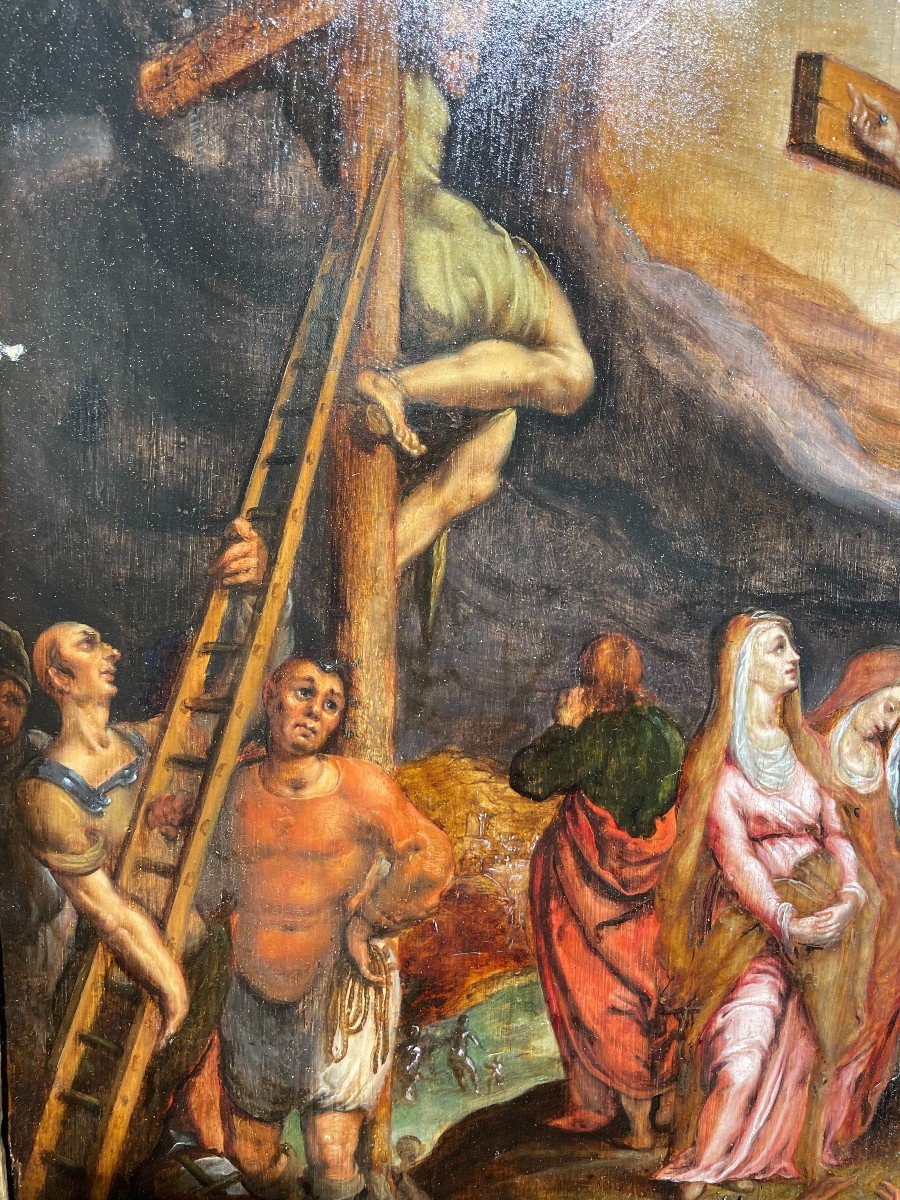 Tableau Religieux - La Crucifixion - école Hollandaise Vers 1600-photo-1