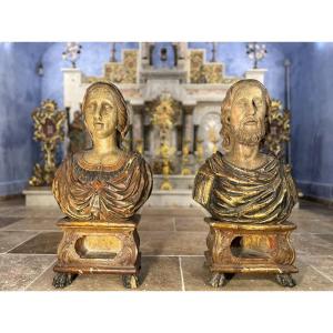 Paire De Bustes Reliquaires Des Saints Sylvie Et Gordien - Fin XVIIe