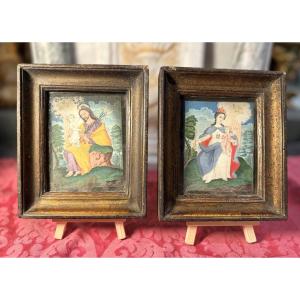 Charming Pair Of Miniature Paintings - 18th Century