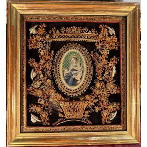 Reliquaire Aux 6 Reliques - Vierge à l'Enfant Et Jean Le Baptiste – Lyon  - XIXe 