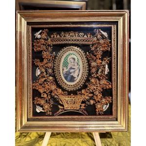 Reliquary With 6 Relics - Virgin And Child And John The Baptist – Lyon - 19th Century 