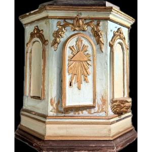 Grand Tabernacle En Bois Doré Sculpté Et Peint - XIXe 