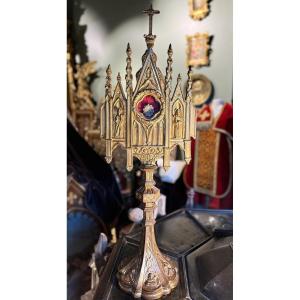 Neo-gothic Reliquary Monstrance – 19th Century 