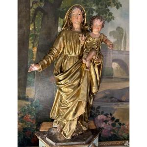 Large Virgin And Child In Cartapesta On Tabernacle – 18th/19th Century 