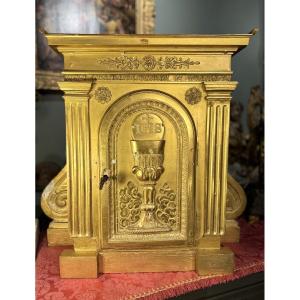 Tabernacle En Bois Et Stuc Doré - XIXe  