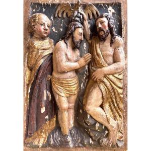 The Baptism Of Christ – Italian Wood Panel – 17th Century  