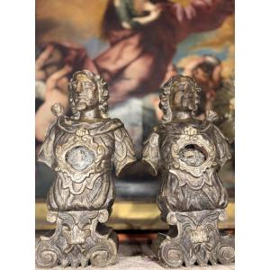 Pair Of Reliquary Busts Of St John The Baptist And St Francis – 18th Century 