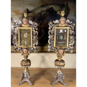 Pair Of Italian Reliquary Monstrances - 18th Century 