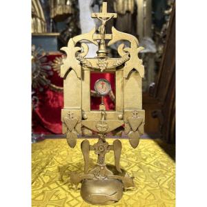 Monstrance Reliquaire Avec Une Relique De La Vraie Croix - XIXe  