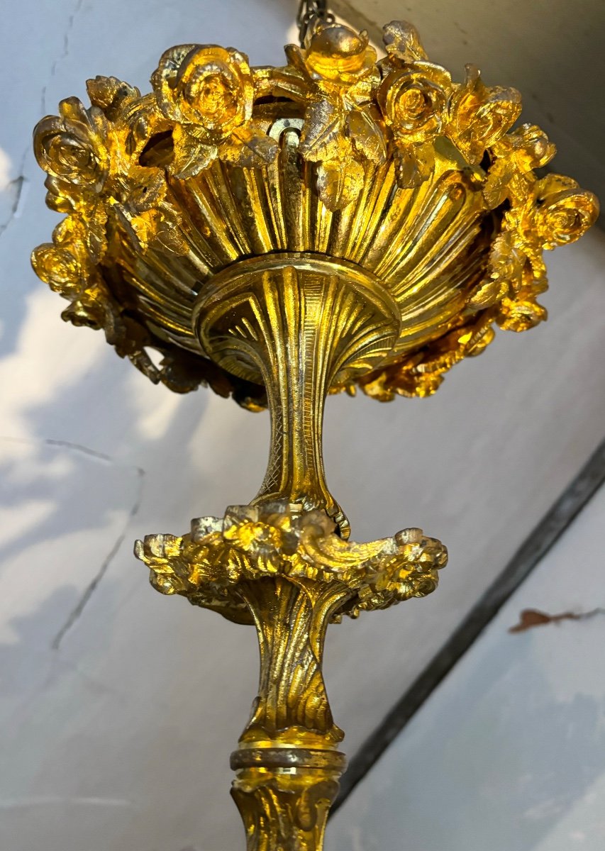 Grand Lustre En Bronze Doré  De Style Louis XV-photo-1