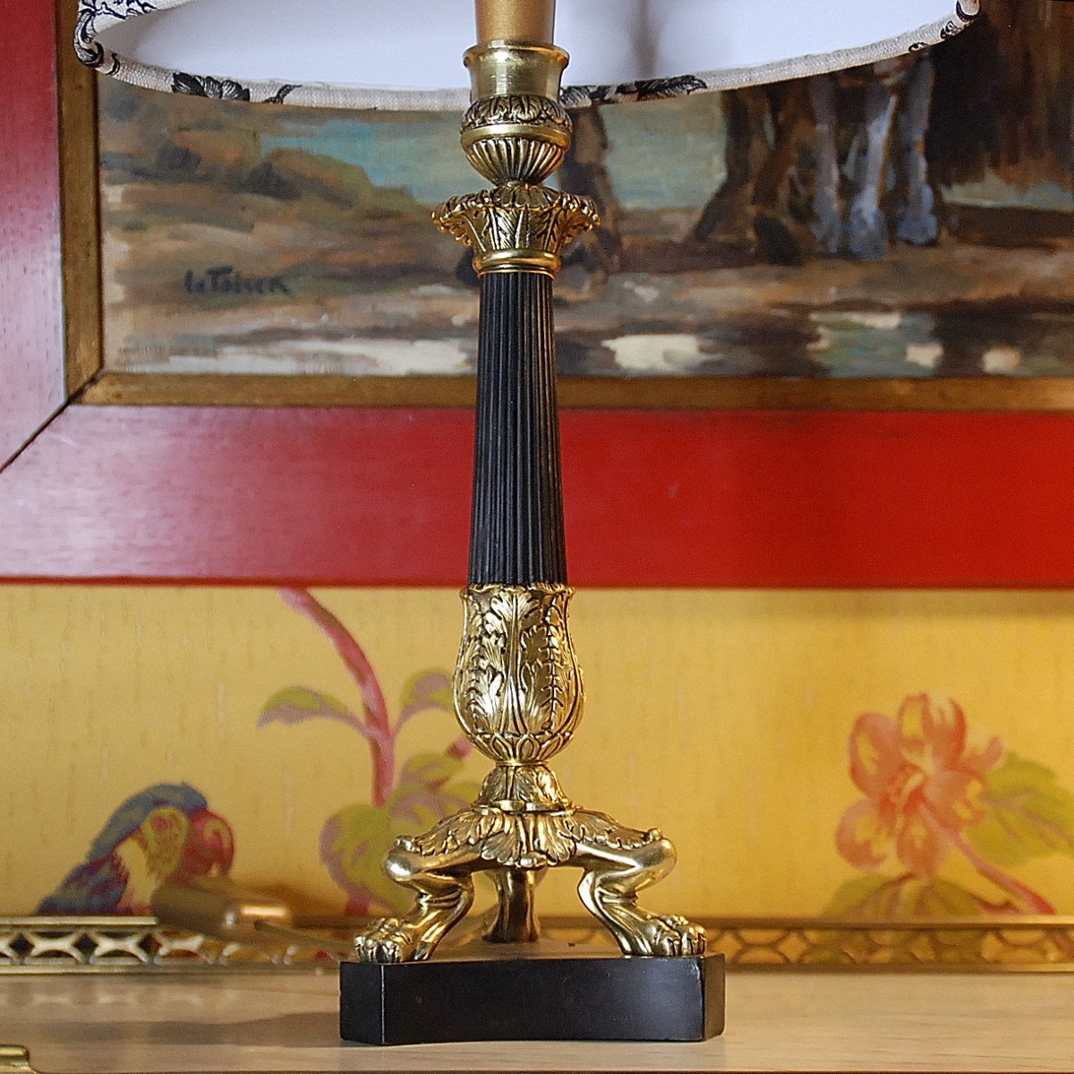 Pair Of Candlesticks Mounted As Lamps - Empire Period.-photo-2