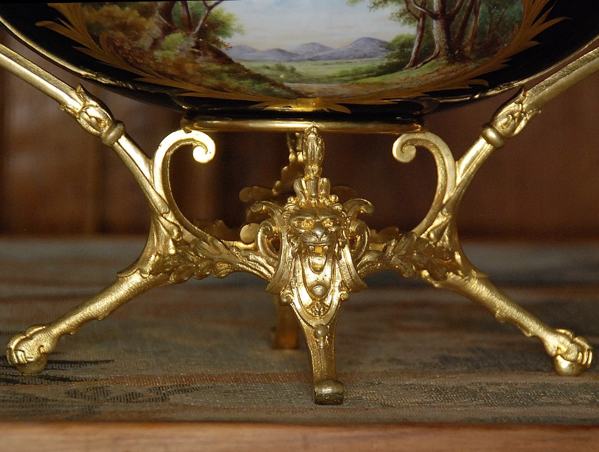 Cup In Bronze Porcelain And Gilded Brass, In The Style Of Sèvres-photo-4